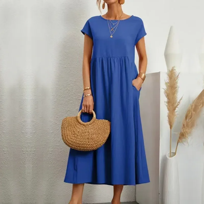 Vestido de Manga Curta com Decote em O Spark