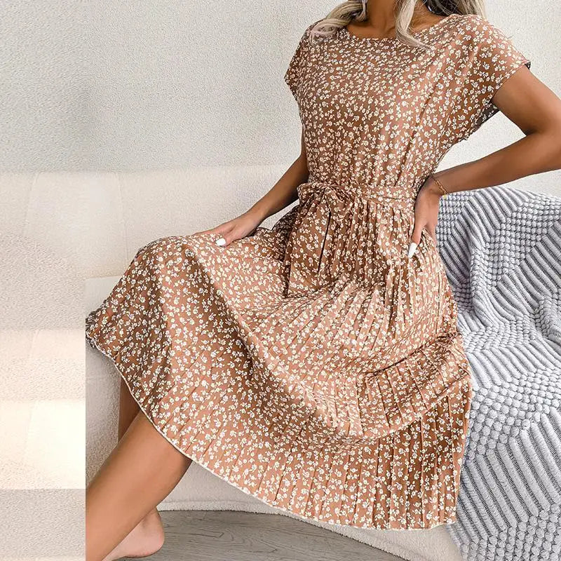 Vestido Primavera Floral Plissado